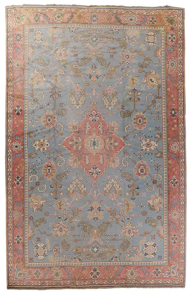 Appraisal: Oushak Carpet Turkish mid th century salmon central medallion on