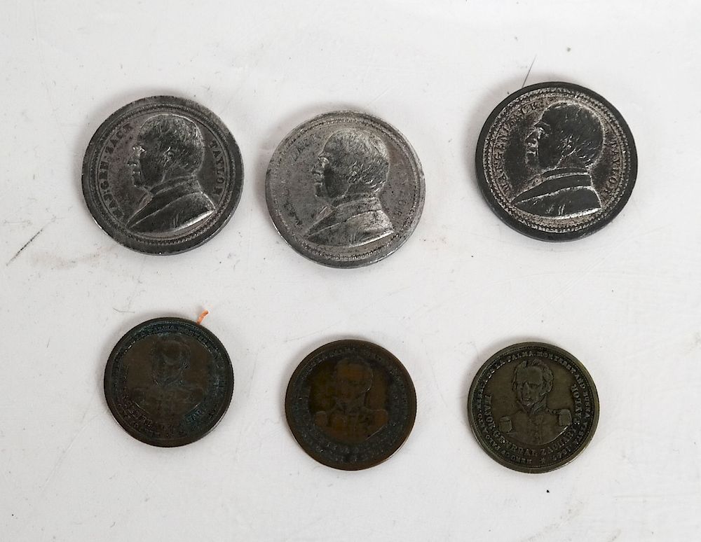 Appraisal: Zachary Taylor Tokens Total of six tokens for Zachary Taylor