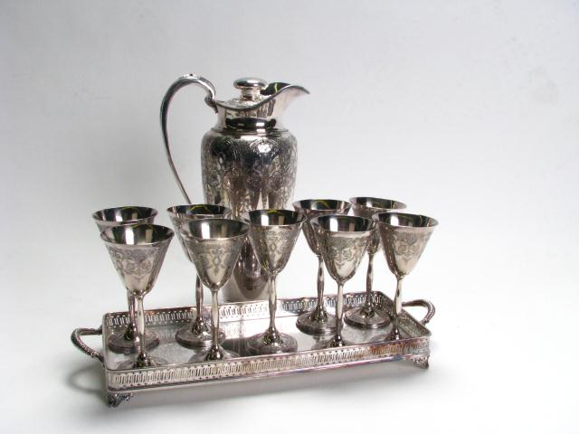 Appraisal: Silver Plate Cocktail Set by Wilcox Paisler includes pitcher with