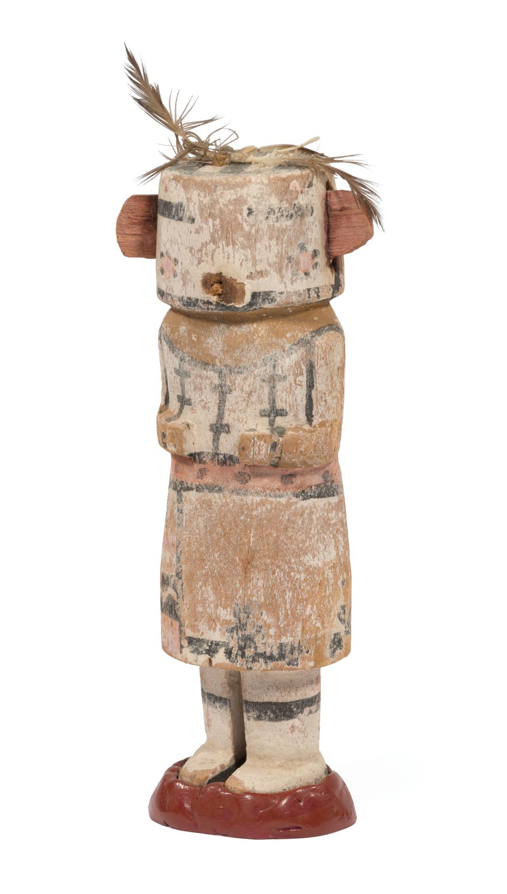 Appraisal: Hopi Polychrome Carved Wood Kachina with applied feathers h in