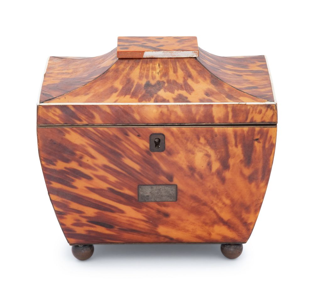 Appraisal: A Regency Tortoise Shell Tea Caddy A Regency Tortoise Shell