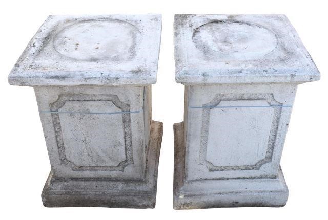 Appraisal: lot of Cast stone panel plinths thc approx h w