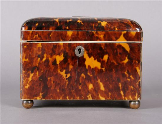 Appraisal: A George III Tortoise Shell Tea Caddy Height x width