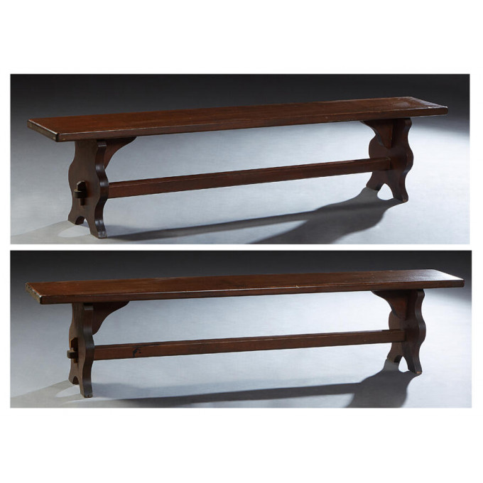 Appraisal: Pair of French Provincial Carved Oak Benches early th c