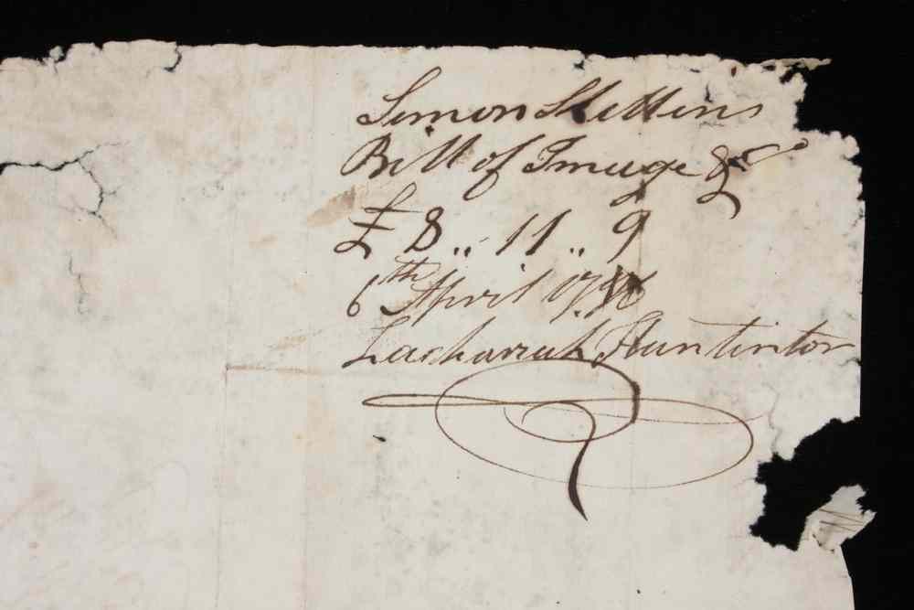 Appraisal: SIMEON SKILLIN SIGNED BILL FOR A SHIP'S FIGUREHEAD- Receipt of