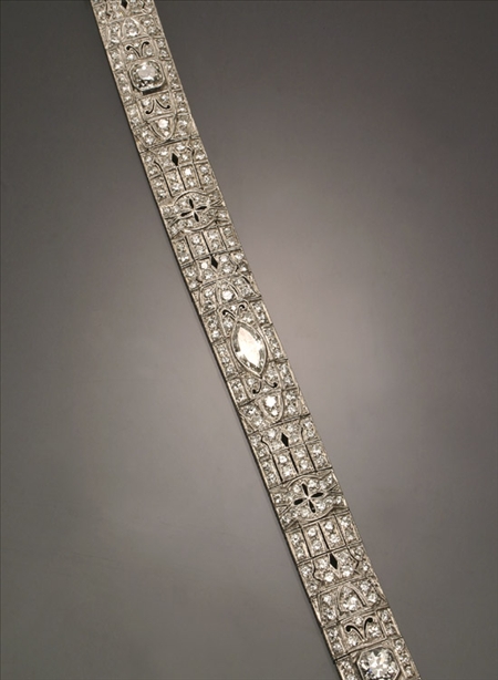 Appraisal: Art Deco Platinum and Diamond Cocktail Bracelet Circa The flexible