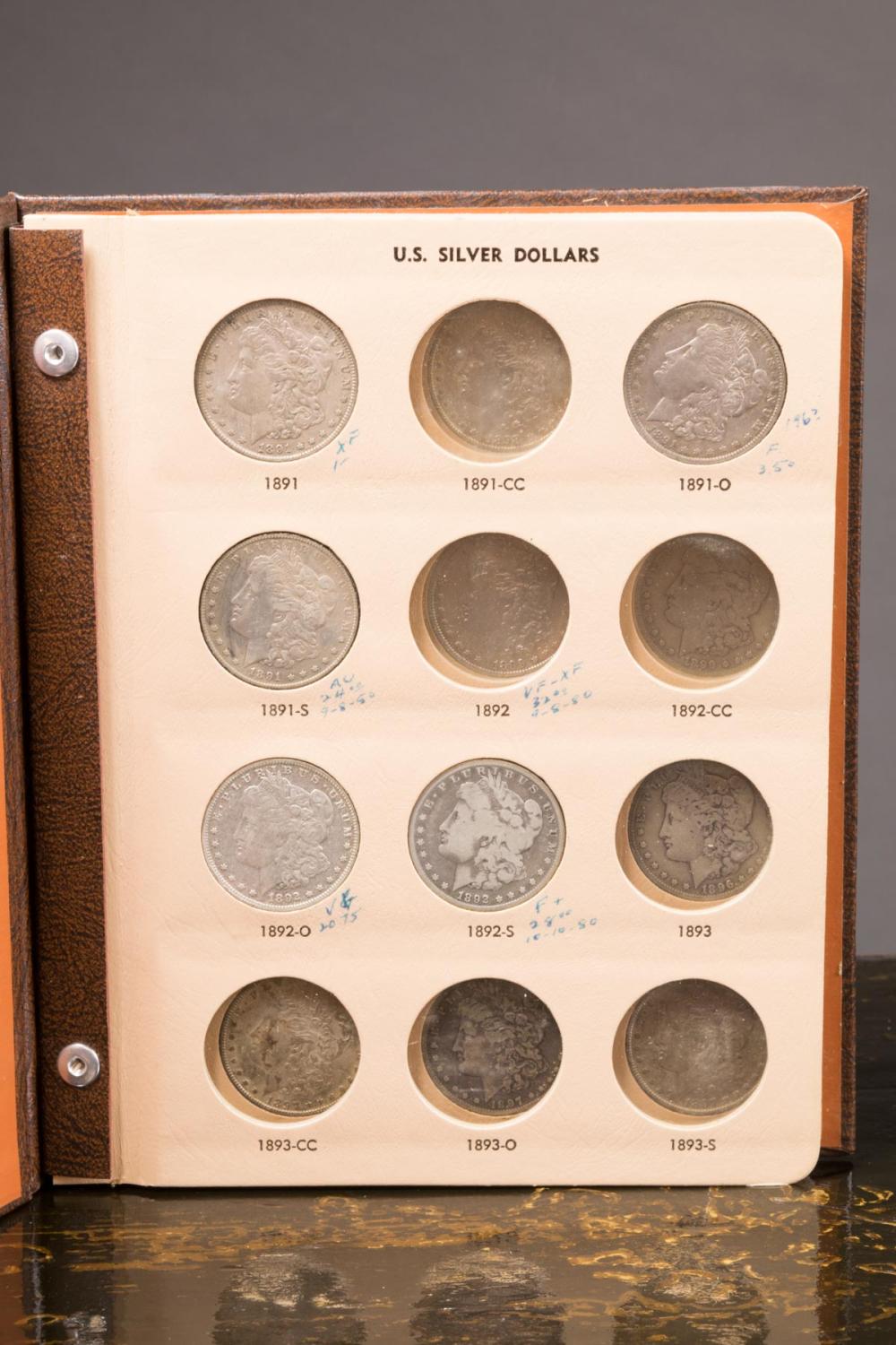 Appraisal: U S SILVER MORGAN DOLLAR COLLECTION IN ALBUM -P -O