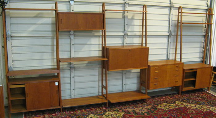 Appraisal: DANISH MODERN FIVE-SECTION WALL UNIT SET with six A-form side