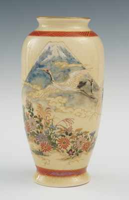 Appraisal: A Japanese Satsuma Cranes Vase Taisho The vase stands apprx