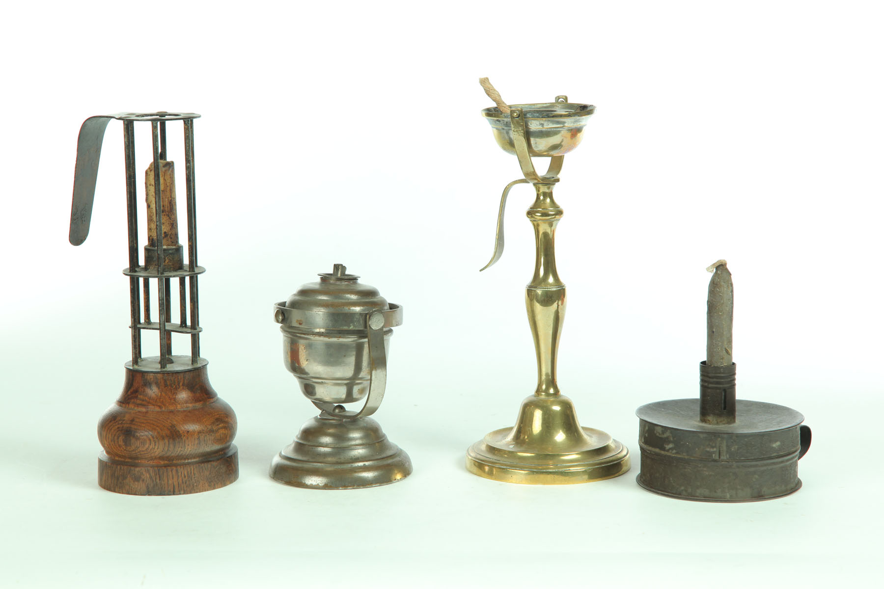 Appraisal: FOUR PIECES OF LIGHTING American th century Two gimbal lamps