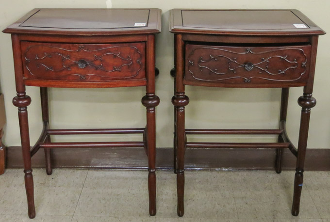 Appraisal: A PAIR OF SOLID ROSEWOOD BEDSIDE TABLES American English design