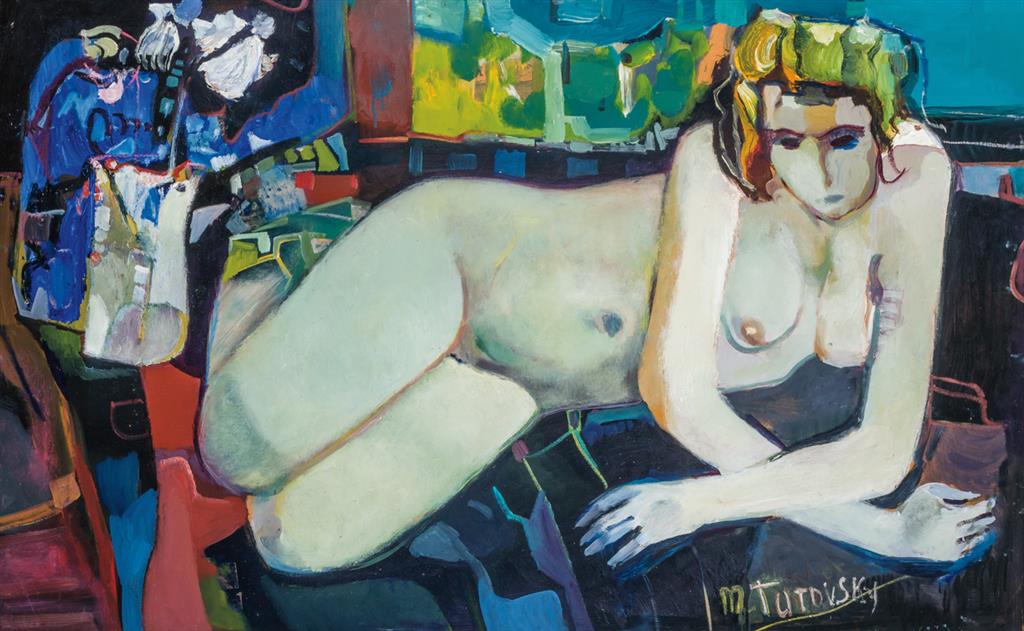 Appraisal: MIKHAIL TUROVSKY Ukrainian b Reclining Nude oil on masonite signed