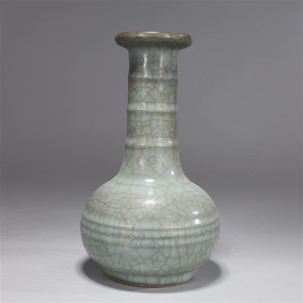 Appraisal: Chinese crackle glazed celadon vase with molded circles to body