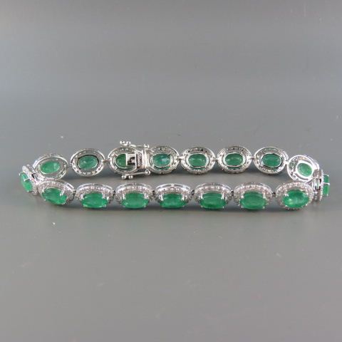 Appraisal: Emerald Diamond Bracelet oval gems totaling carats diamonds totaling carats