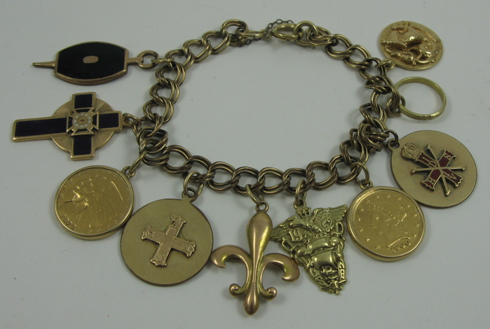 Appraisal: YELLOW GOLD CHARM BRACELET - in length The chain is