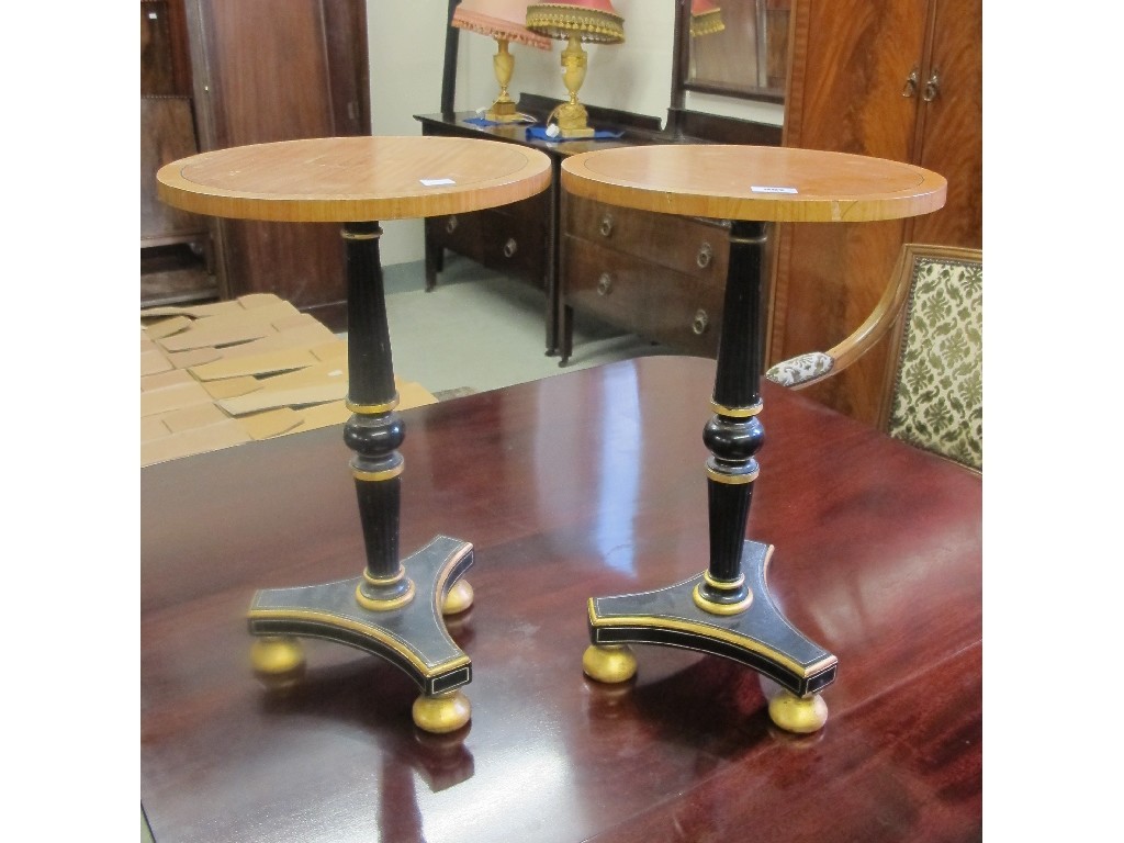 Appraisal: Pair of reproduction regency style wine tables