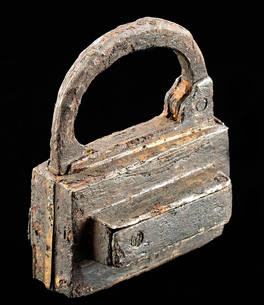 Appraisal: th C English Iron Brass Padlock Northwestern Europe England ca