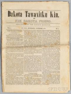 Appraisal: Copy of the First Written Newspaper in the Dakota Language