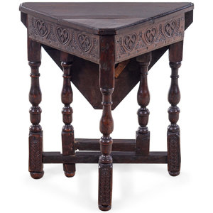 Appraisal: A Jacobean Carved Oak Gate-Leg Table th Century with Alterations