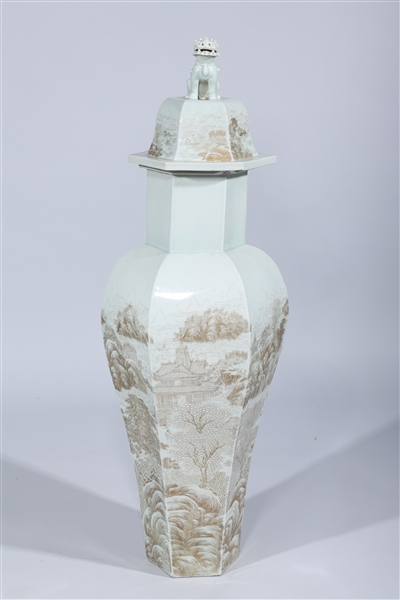 Appraisal: Tall Chinese covered porcelain vase with allover gilt detail and