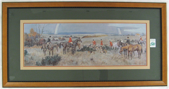 Appraisal: COLOR PRINT AN ENGLISH FOX HUNT with rainbow in the