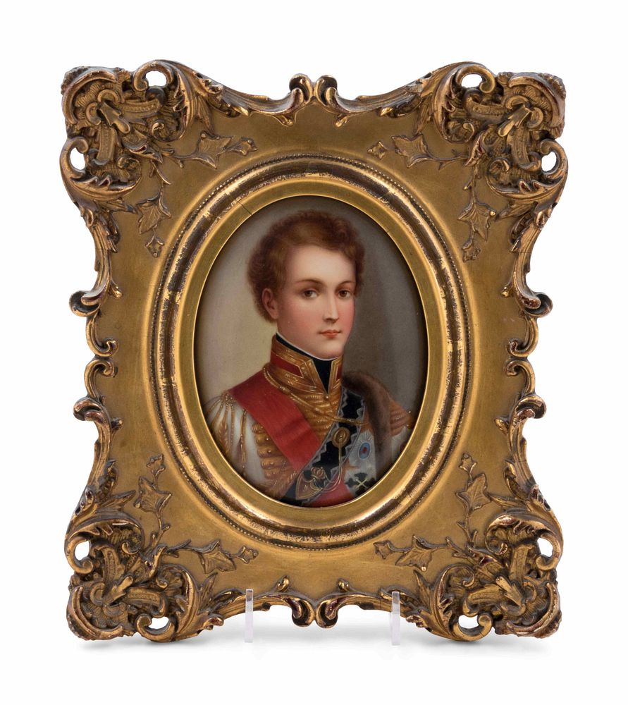 Appraisal: A German Painted Porcelain Portrait Plaque of Napoleon II A