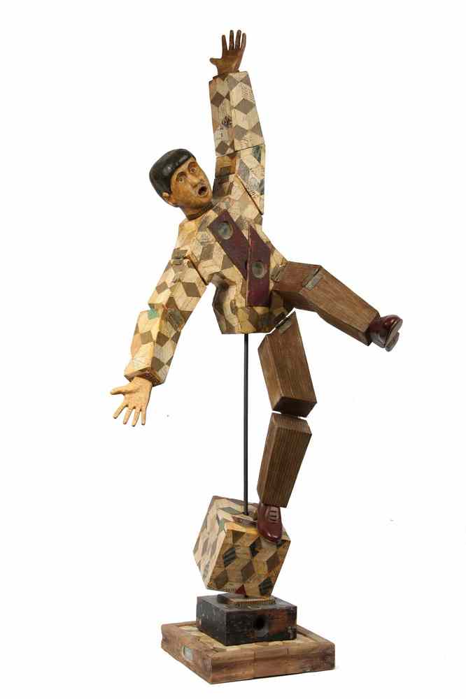 Appraisal: PAINTED SCULPTURE - 'Tumbling Man' by Harvey Peterson contemporary Maine