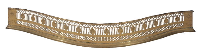 Appraisal: A GEORGIAN PIERCED BRASS SERPENTINE FENDER with simple repeating diamond