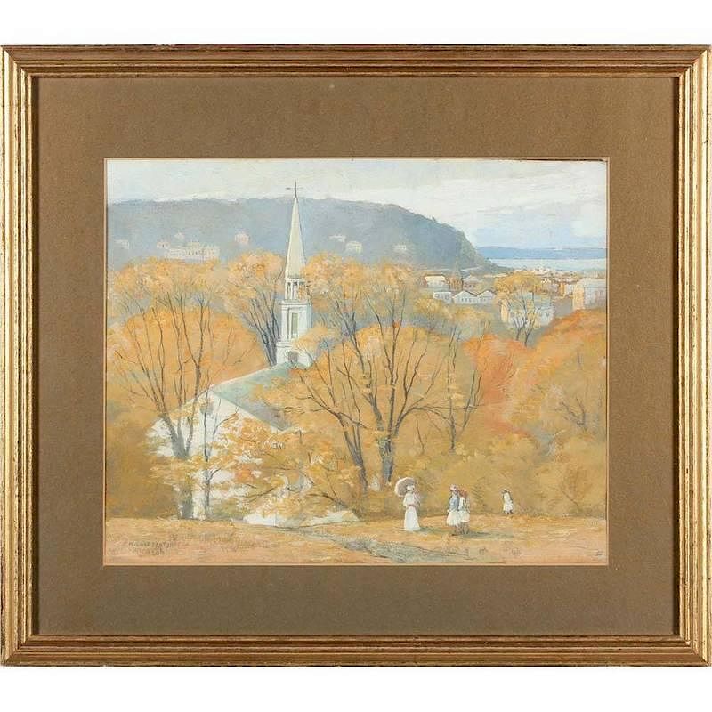 Appraisal: Clarence Kerr Chatterton NY - New England Village gouache on