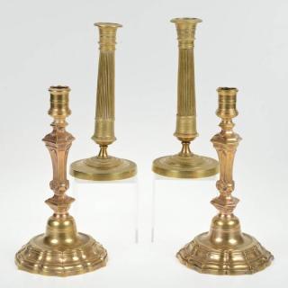 Appraisal: pairs Empire and Regence brass candlesticks th c h x