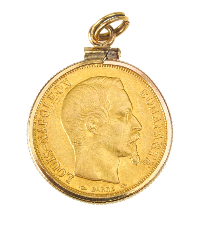 Appraisal: FRENCH FRANCS GOLD COIN Obverse with bust of Napoleon III