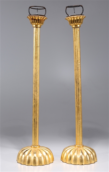 Appraisal: Pair of Japanese antique gilt wood candlesticks some wear and