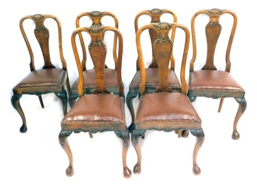 Appraisal: A set of six early thC walnut dining chairs each