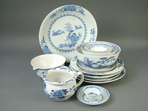 Appraisal: A Nanking Cargo blue and white plate painted with central