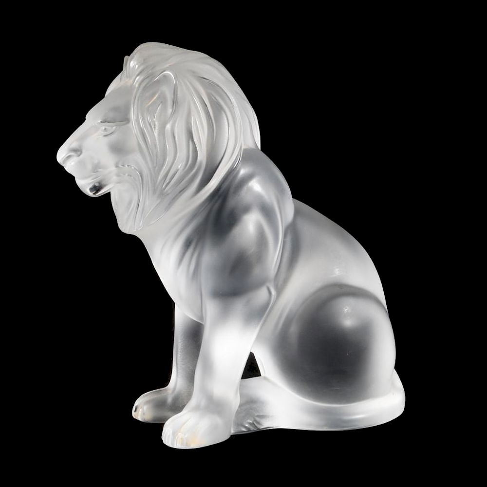 Appraisal: A LALIQUE CLEAR AND FROSTED GLASS BAMARA LION A frosted