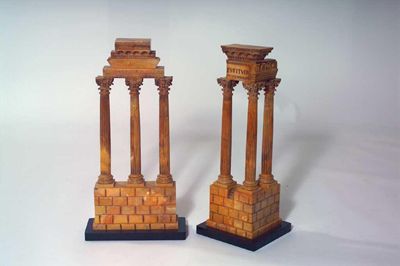 Appraisal: Two Sienna marble models the Temples of Castor and Vespasian