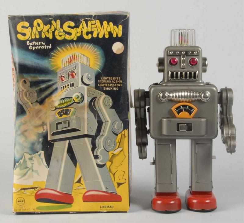 Appraisal: Tin Litho Linemar Smoking Spaceman Battery-Op Toy Description Japanese Working