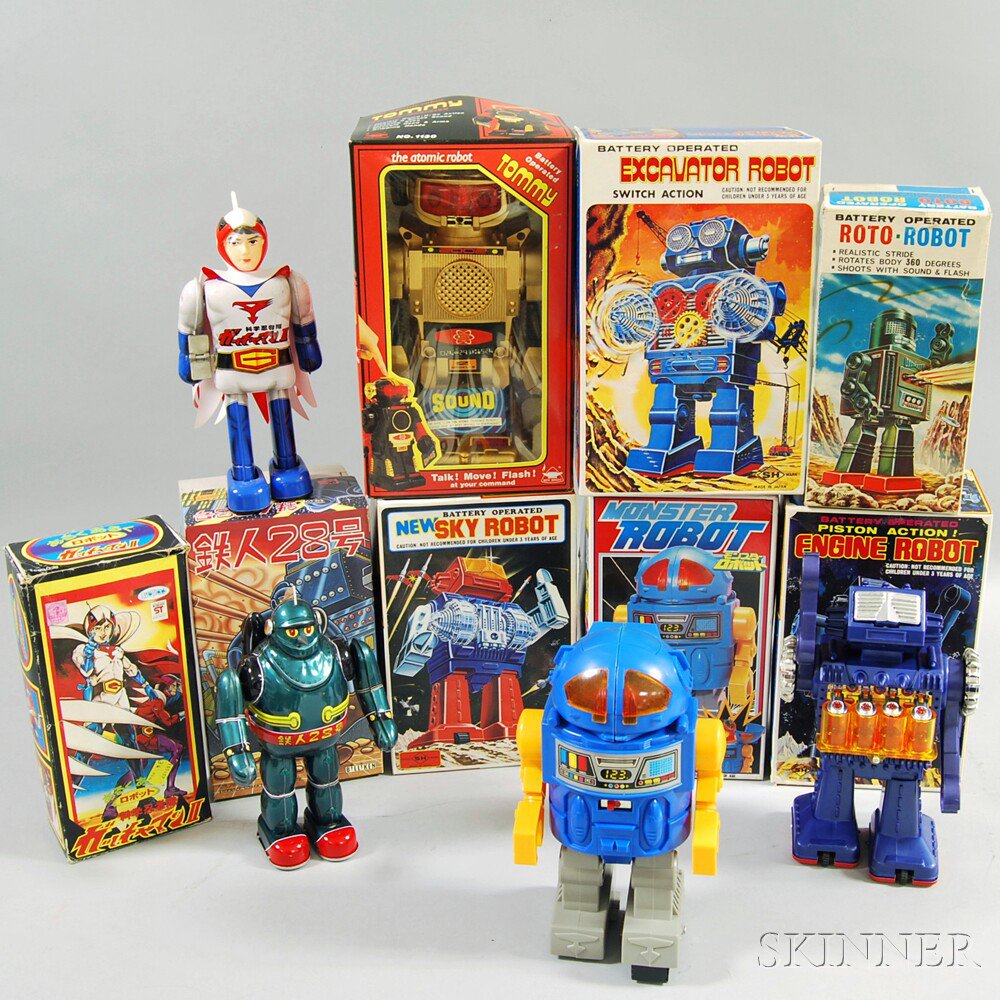 Appraisal: Eight Vintage and Modern Robot Toys in Original Boxes a