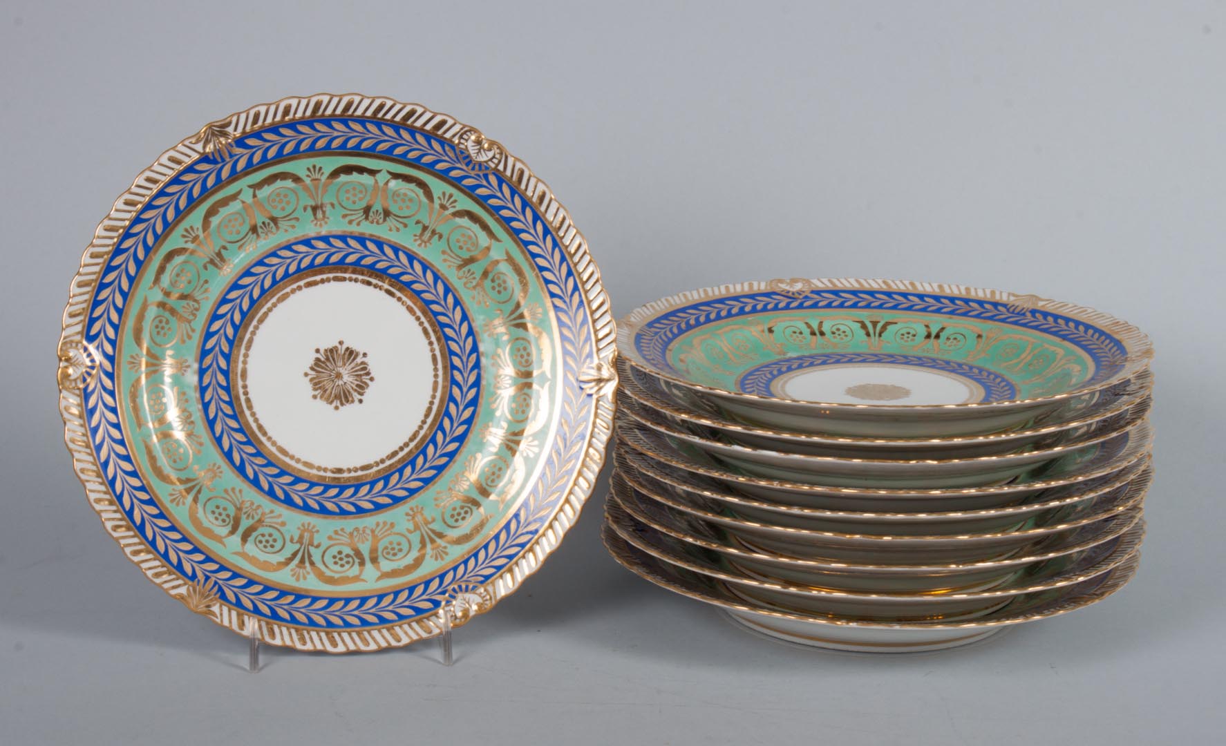 Appraisal: Porcelain de Paris dinner plates mid- th century with gilt