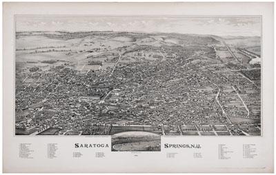 Appraisal: Saratoga Springs New York lithograph bird's-eye view drawn and published