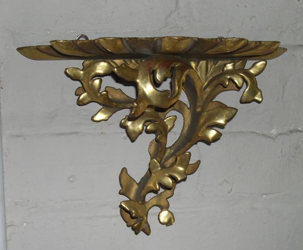 Appraisal: Pair of Florentine Carved and Deux-Couleur-Gilded Wood Bracket Shelves of