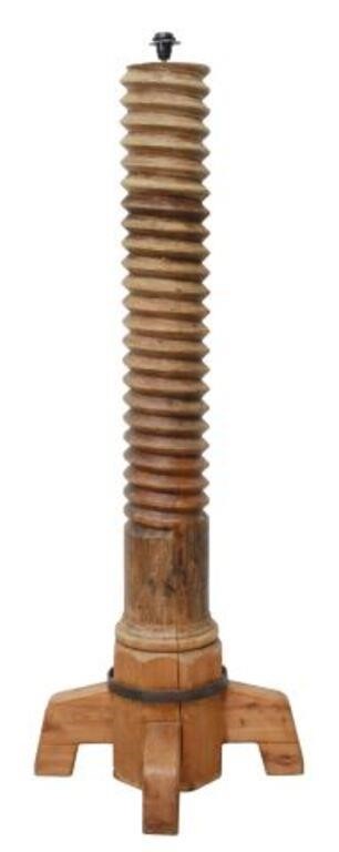 Appraisal: Architectural wood wine press screw late th c now fashioned