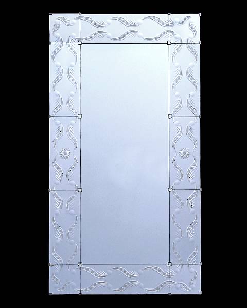 Appraisal: An Italian engraved glass mirror circa The rectangular mirror with