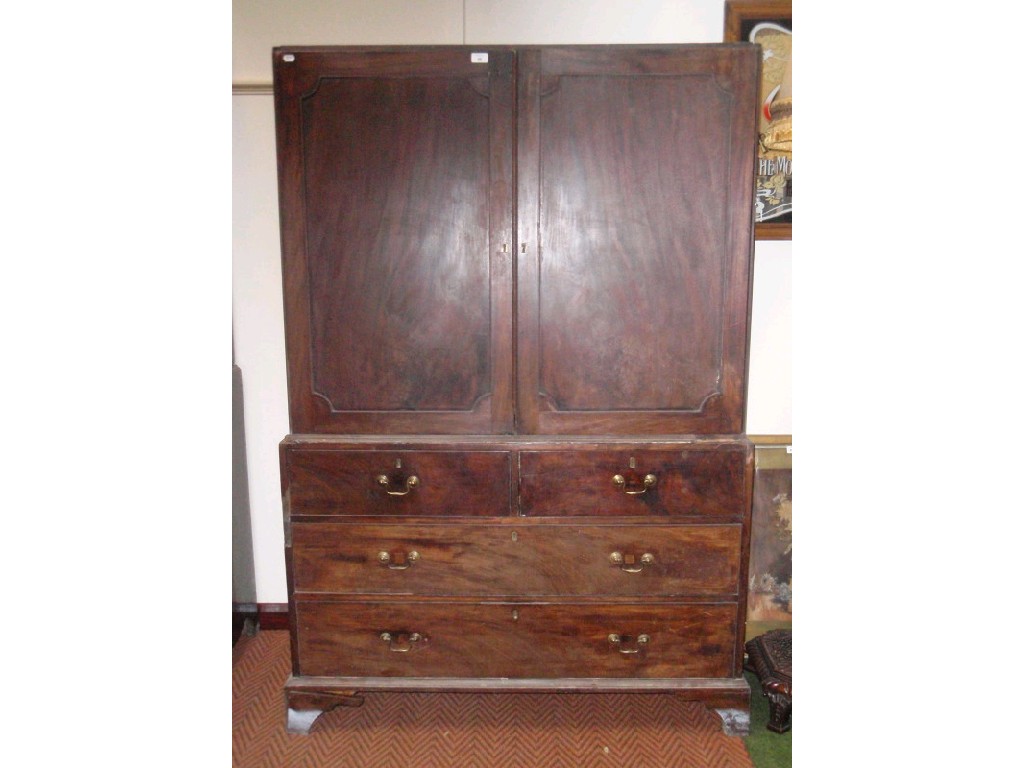 Appraisal: A George III mahogany press cupboard AF