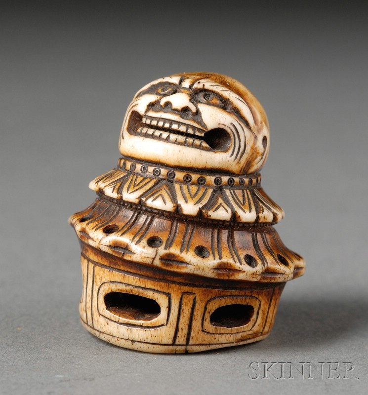 Appraisal: Staghorn Netsuke Japan th century a goblin ht in