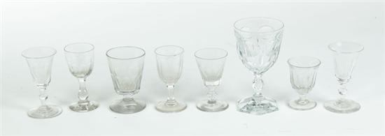 Appraisal: EIGHT WINES AND GOBLET American mid th century Cordials wine