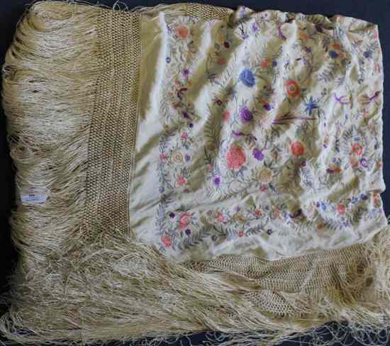 Appraisal: A Chinese embroidered silk shawl late th early th century