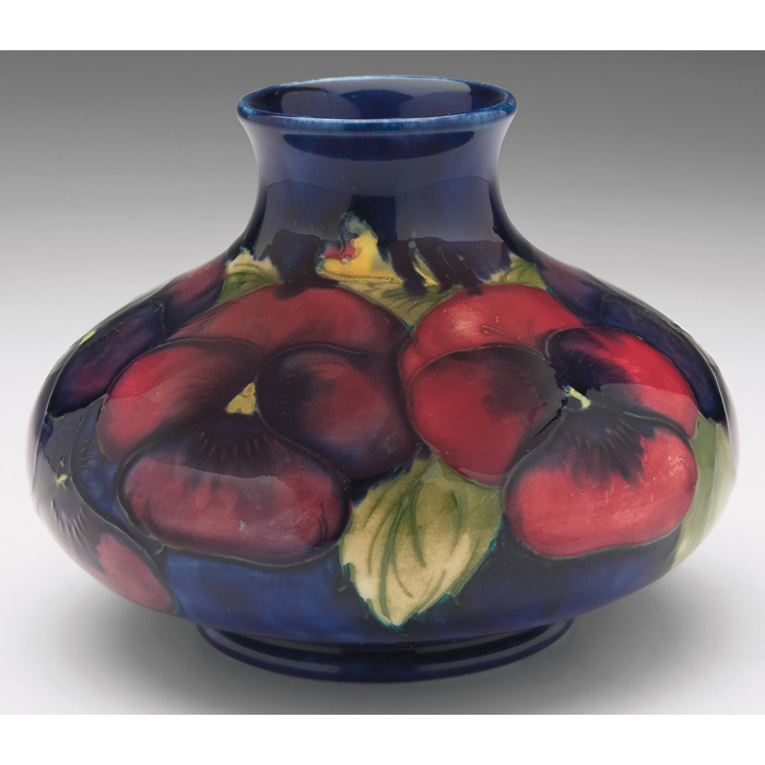 Appraisal: Moorcroft vase low form pansy pattern signed marked ''w x