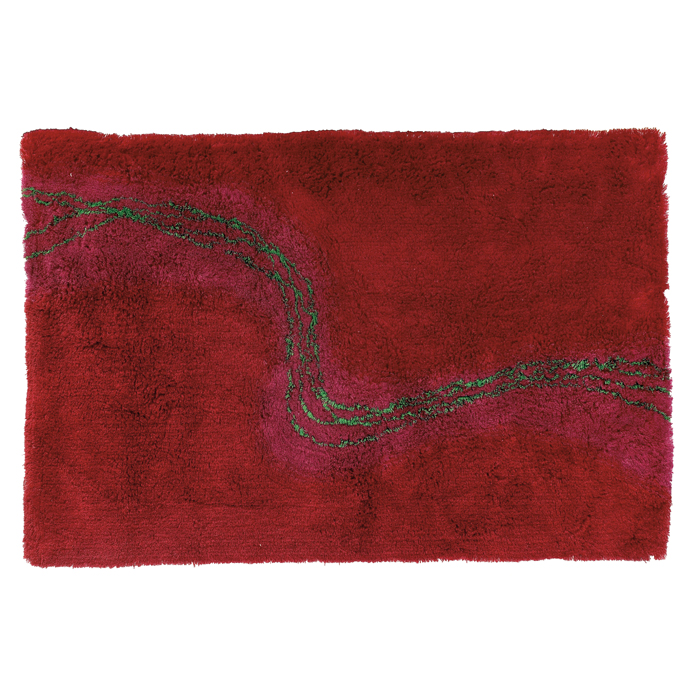 Appraisal: Danish Rya shag rug wool red and green with fuchsia