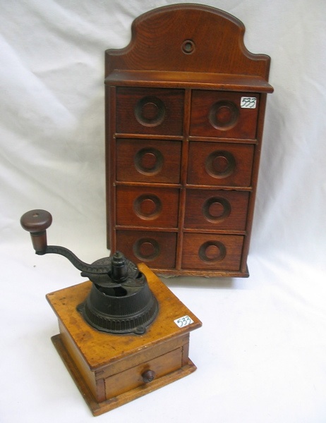 Appraisal: TWO EARLY AMERICAN WOOD KITCHEN ITEMS One is a wall